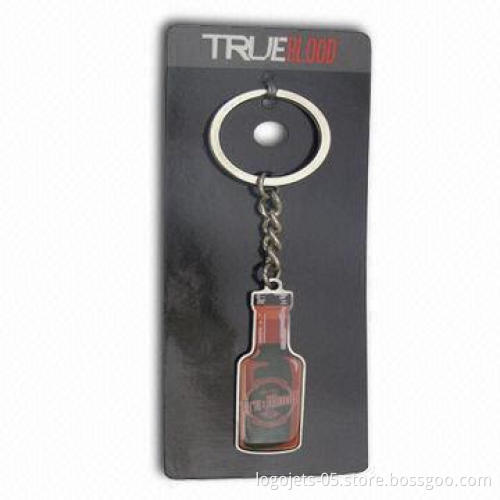 Zinc-alloy Keychain with Spin Center, Available in Enamel Color